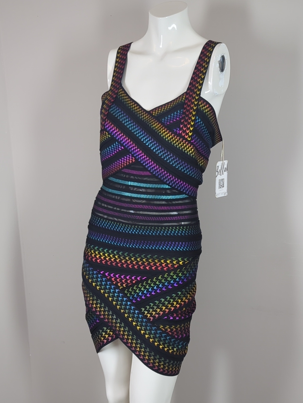 Bella Barnett Rainbow Bandage Dress New